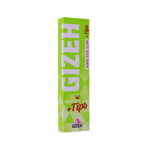 Gizeh King Size Slim + Tips Grün/Weiß